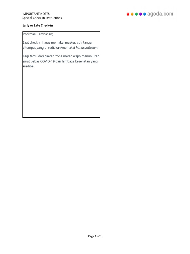 Prosedur Check-in dan COVID-19 | PDF