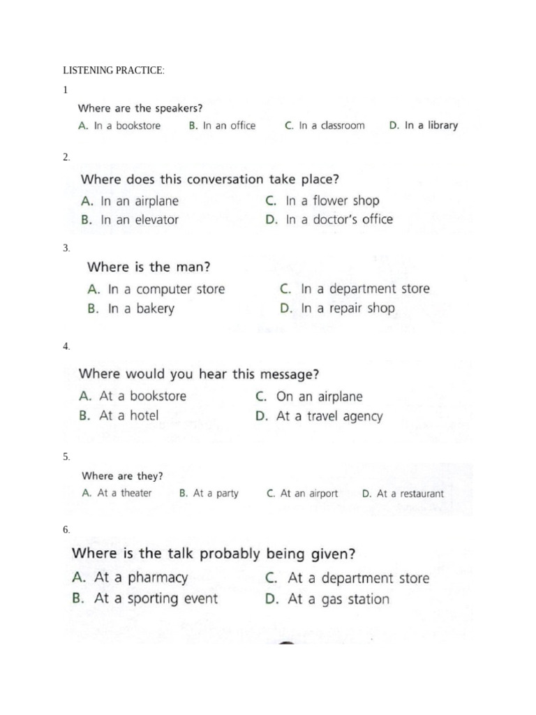 Listening Practice | PDF
