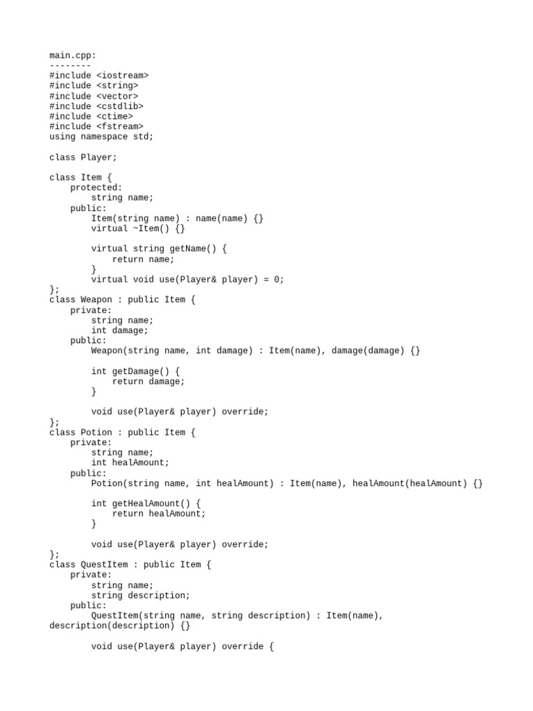C++ RPG Game Item System Code | PDF | Software Development | Computing
