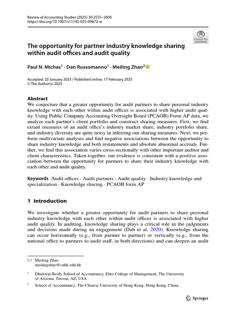 Review of Accounting Studies | PDF | Audit | Tacit Knowledge