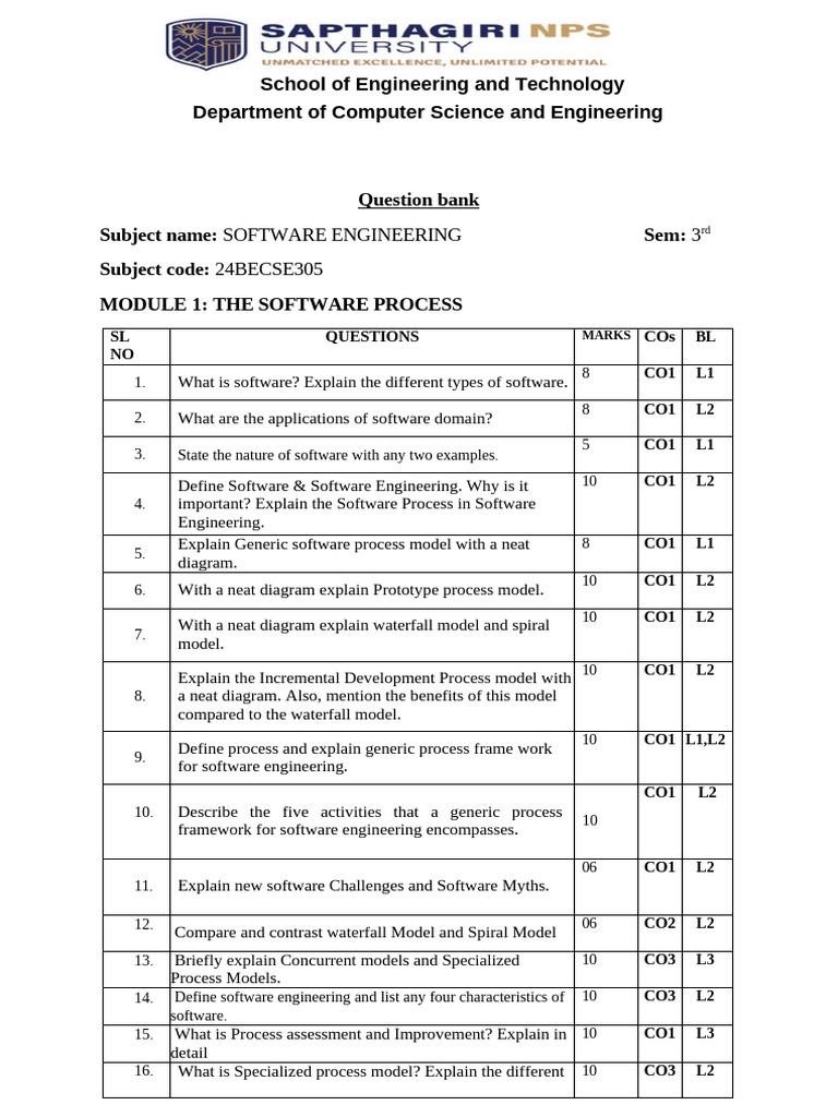 SE Question Bank (Module 1 & 2) | PDF | Agile Software Development ...