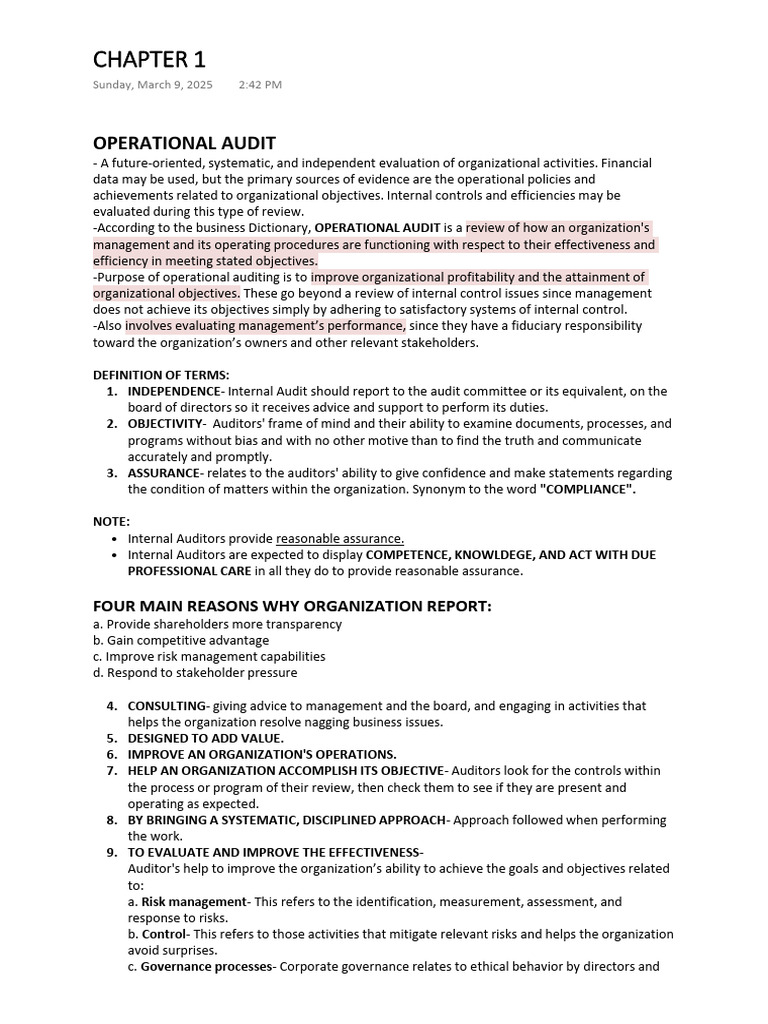 Operational Audit - Reviewer | PDF | Internal Audit | Audit