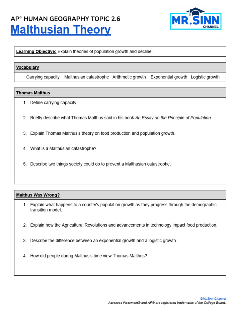 Unit+2+Topic+6 +Malthusian+Theory+ | PDF