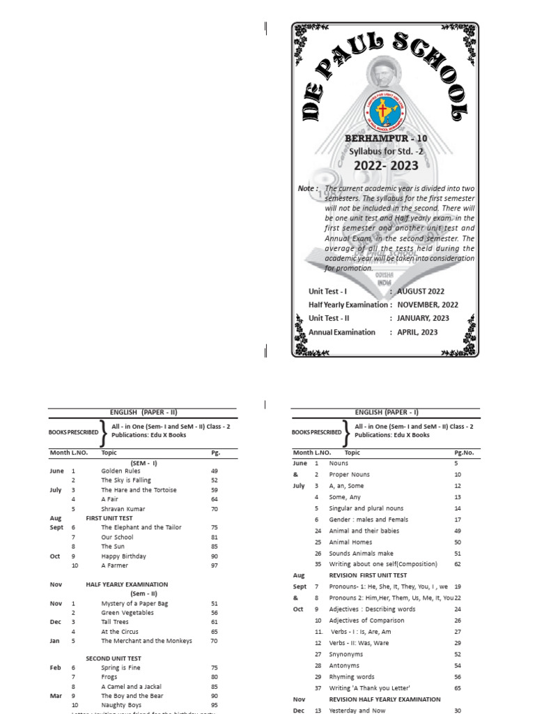 Std. 2 Syllabus 2022-2023 Overview | PDF | Syntax | Linguistic Morphology