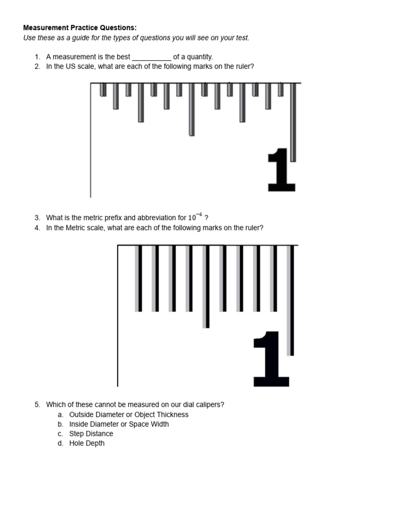Measurement Practice Test Questions | PDF