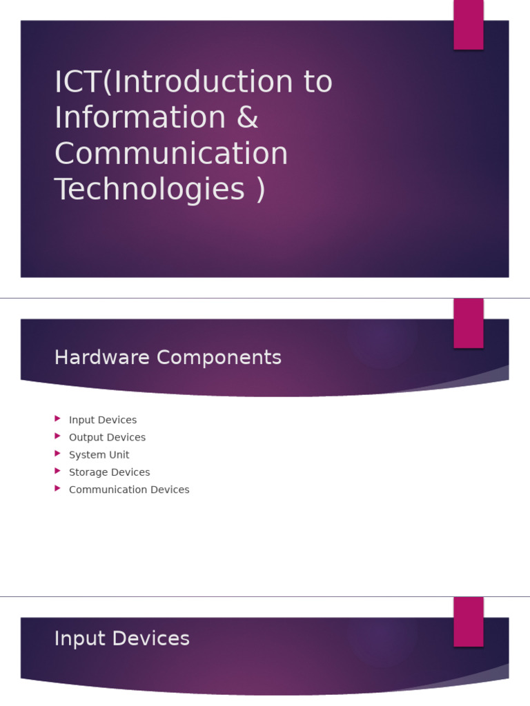 Essential Hardware Components in ICT | PDF | Computer Data Storage ...