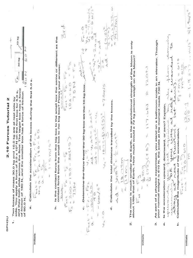 2.10 Forces Tutorial Solutions | PDF