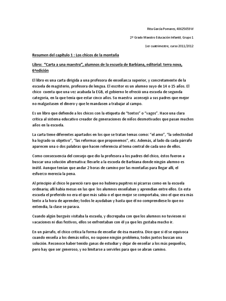 Resumen Carta a Una Maestra