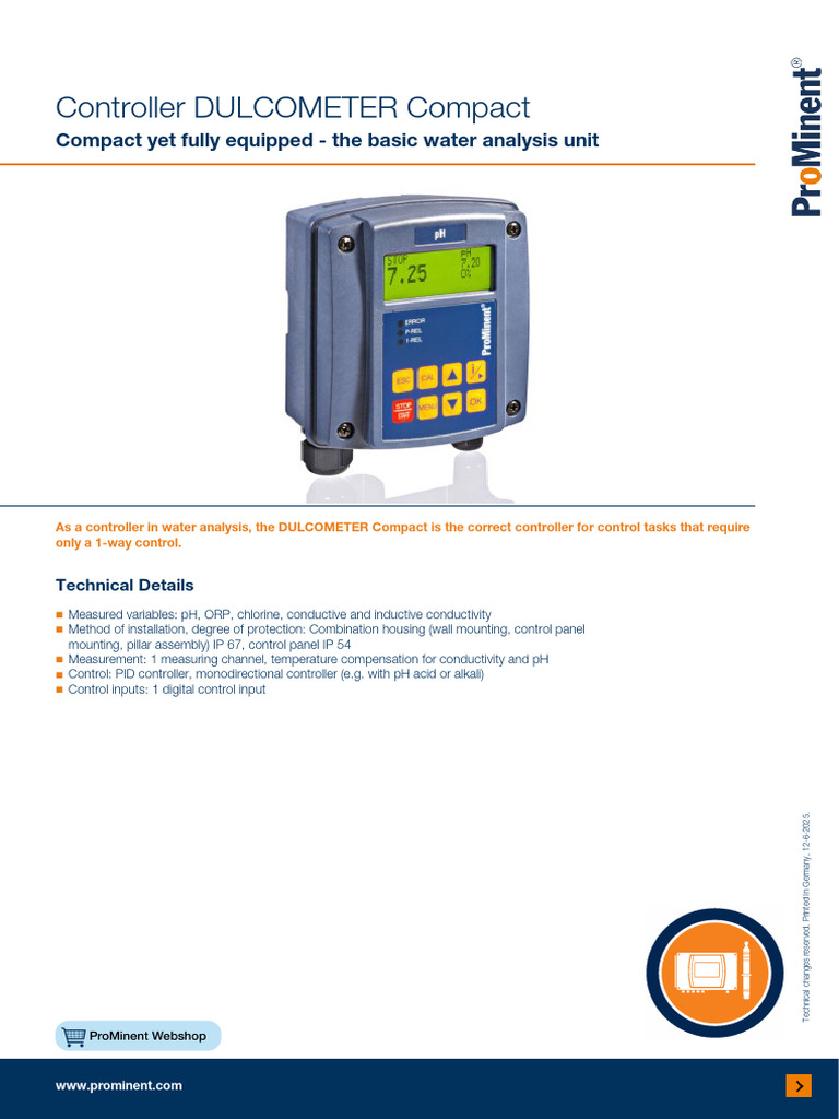 DULCOMETER Compact Water Controller | PDF | Parts Per Notation | Ph