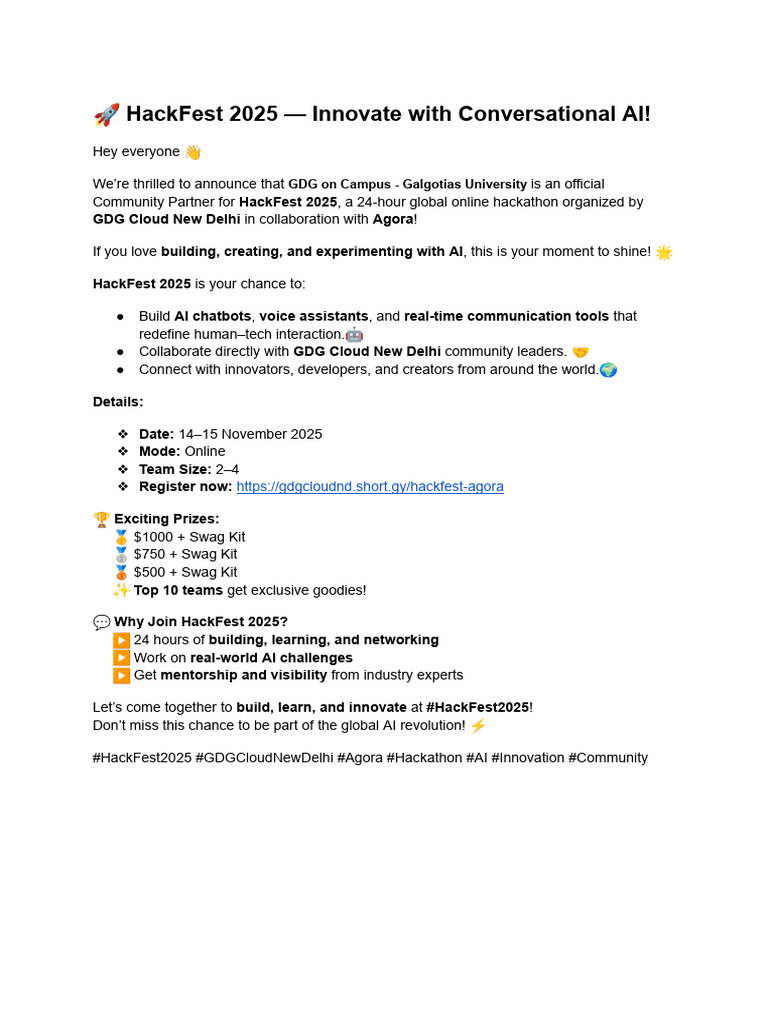 HackFest 2025: AI Innovation Hackathon | PDF