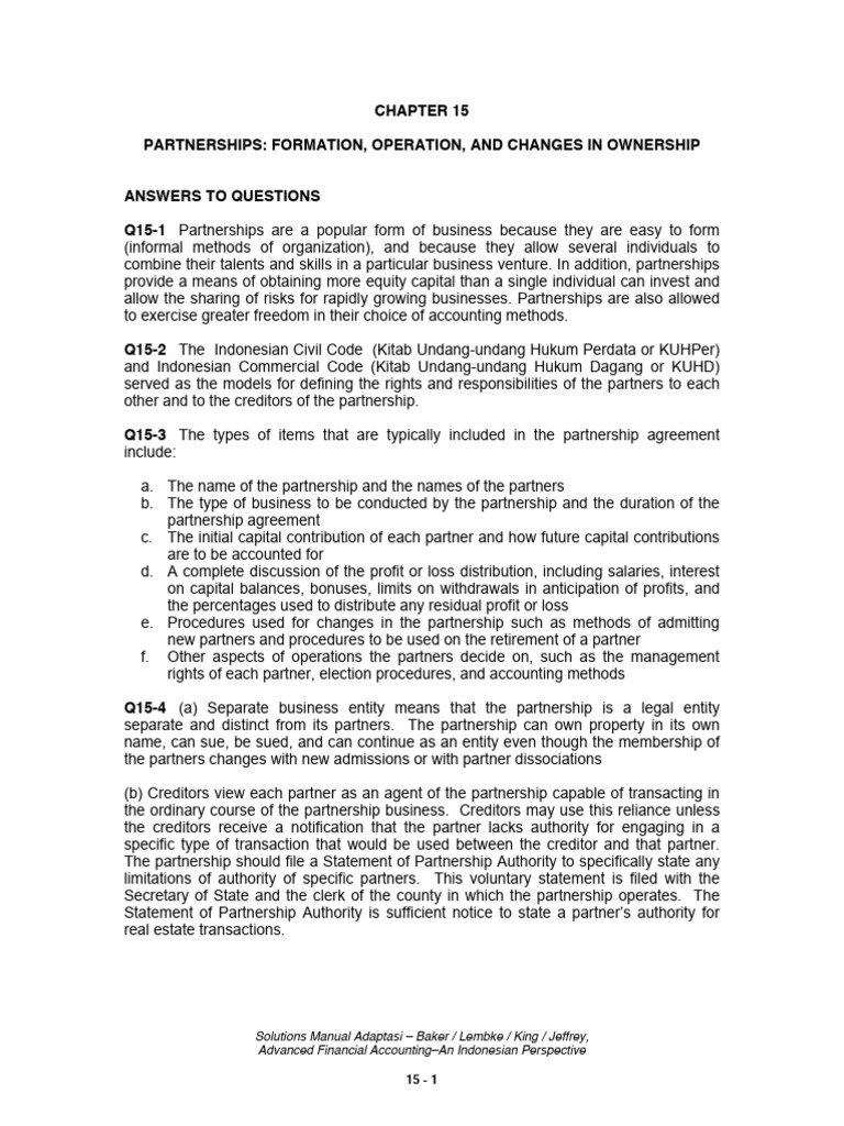 Partnerships: Formation and Operations Guide | PDF | Partnership ...