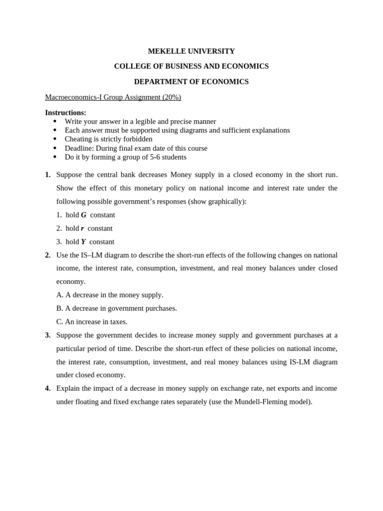 Macroeconomics Group Assignment Guide | PDF