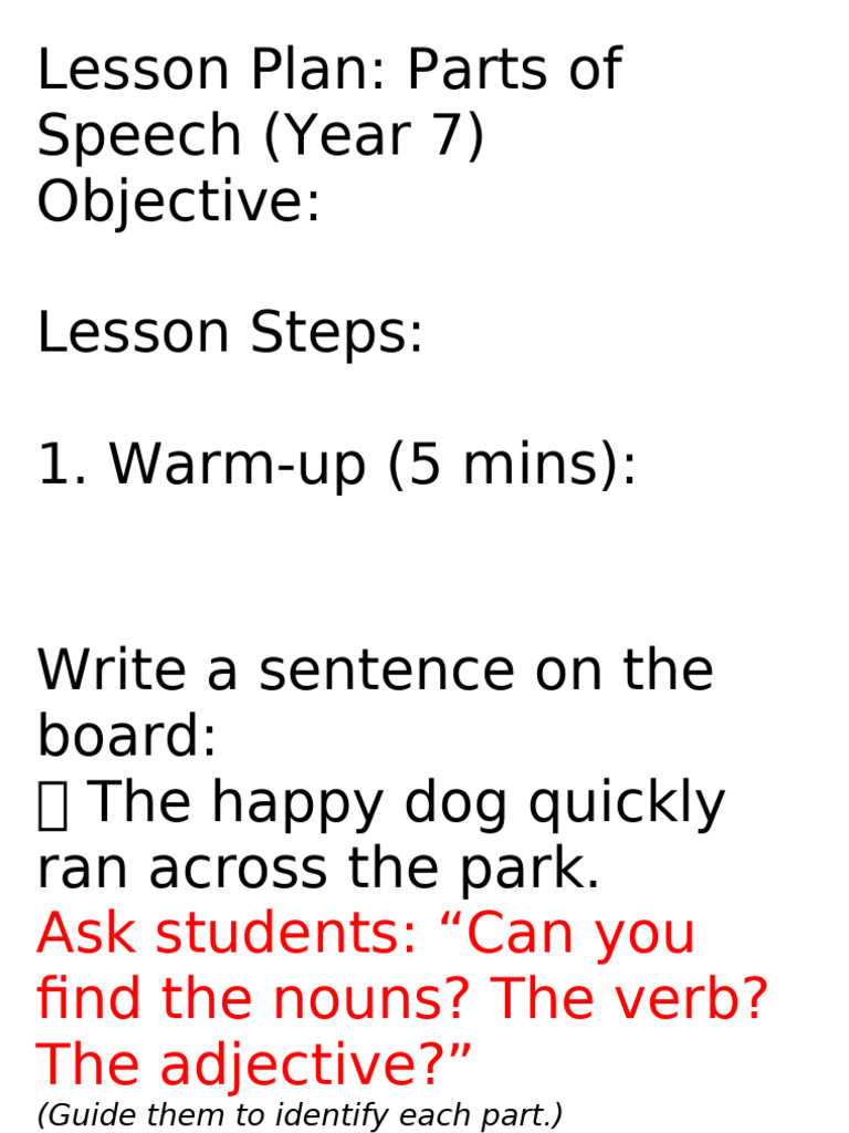 Parts of Speech | PDF