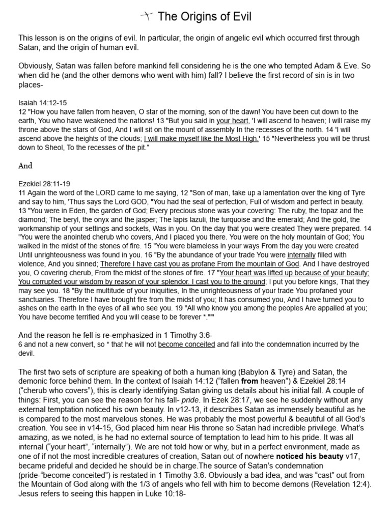 Origins of Angelic and Human Evil | PDF | Eve | Satan