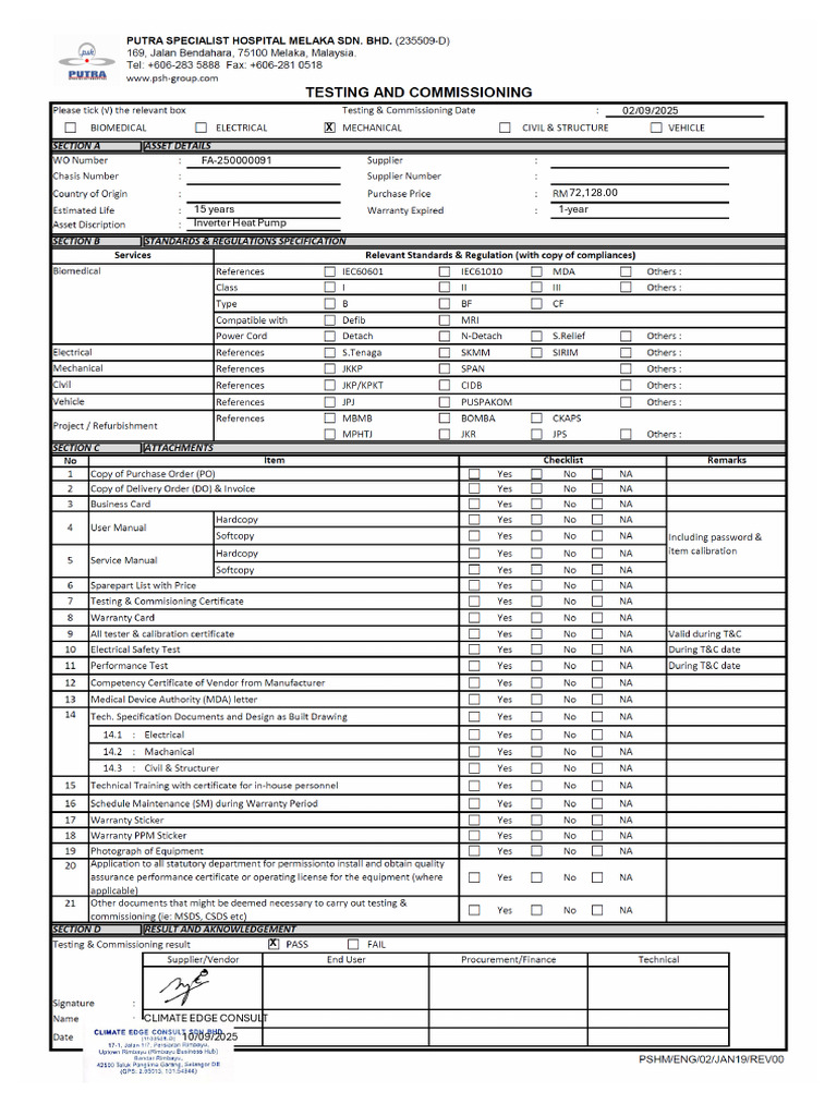 Testing and Commissioning - Heat Pump | PDF