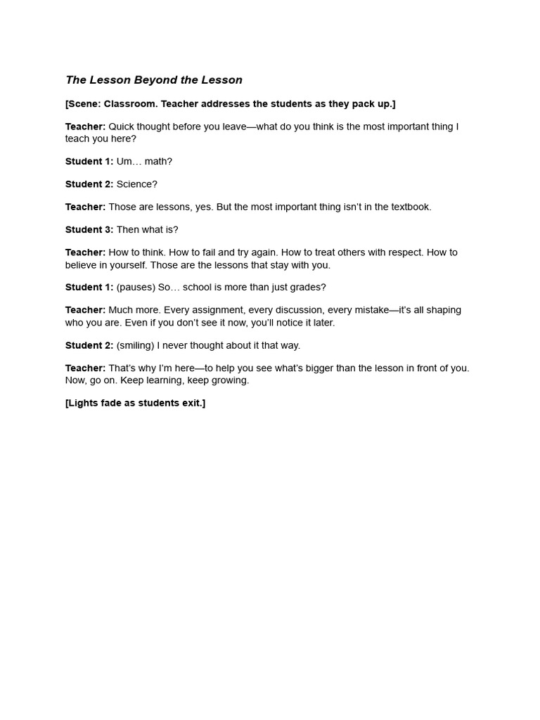 The Lesson Beyond The Lesson | PDF