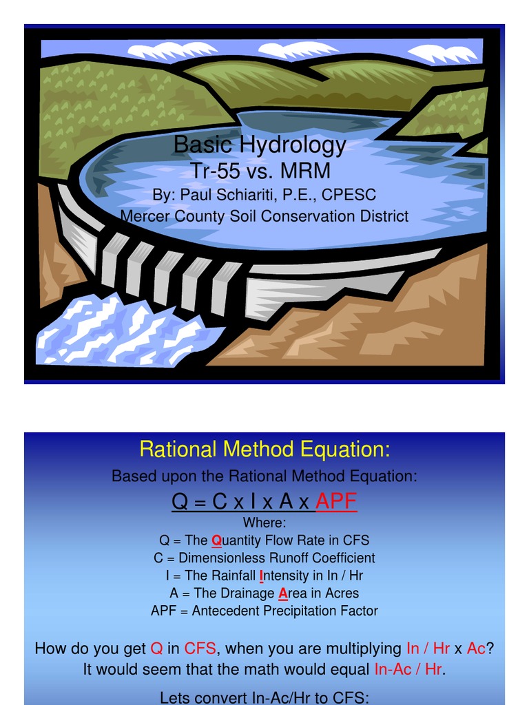 The modified rational method drainage basin surface runoff