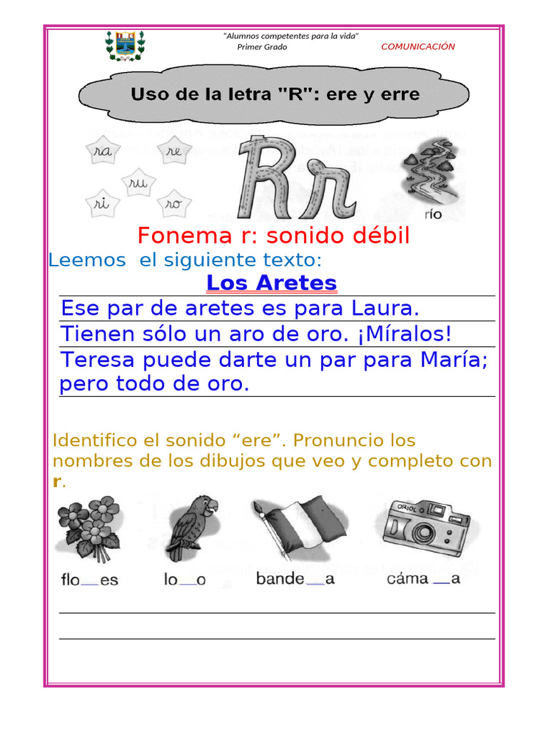 Fonemas r y rr para Primer Grado | PDF