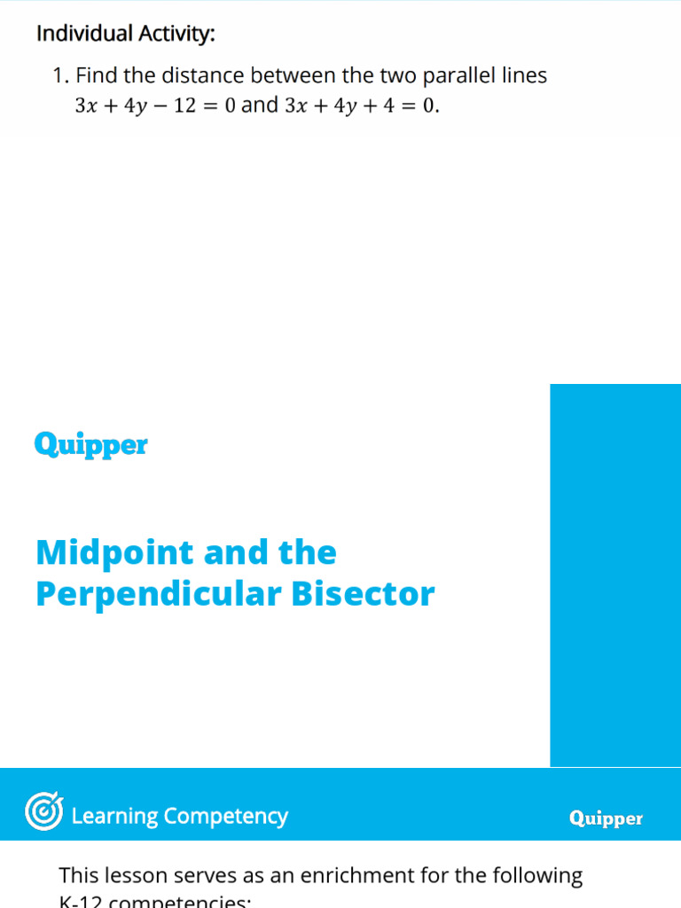 Midpoint and Perpendicular Bisector Guide | PDF | Perpendicular ...