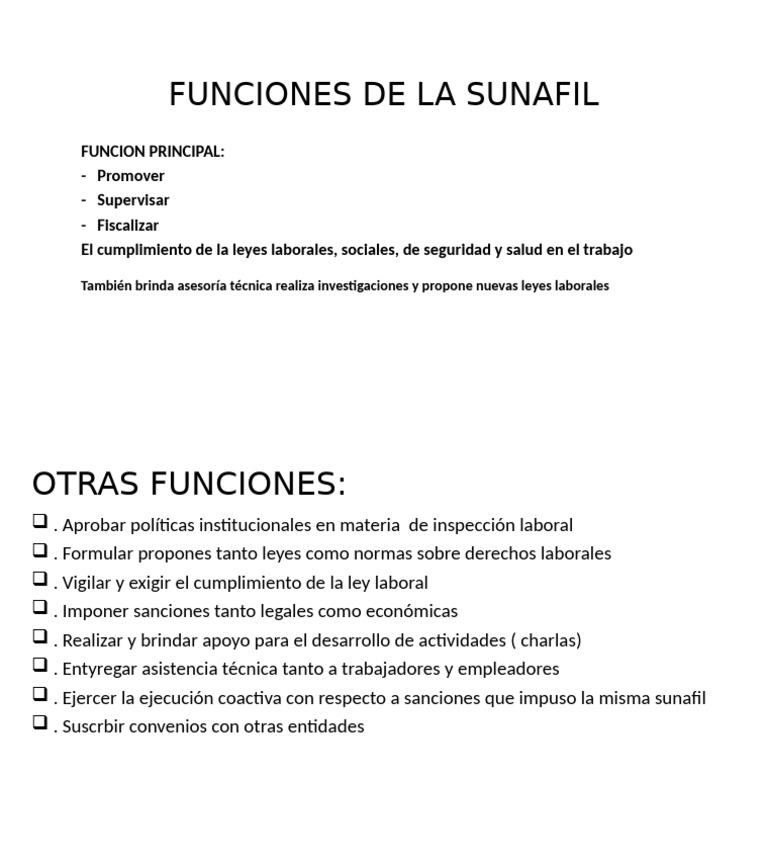 Funciones de la SUNAFIL | PDF