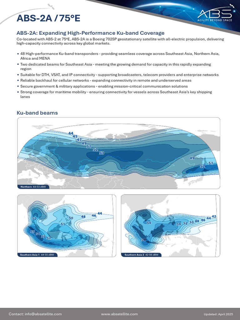 ABS 2A Satellite Brochure | PDF | Radio Technology | Broadcasting