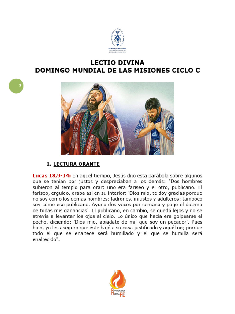 Lectio Divina: Domingo 26 Octubre 2025 | PDF | Oración | Pecado