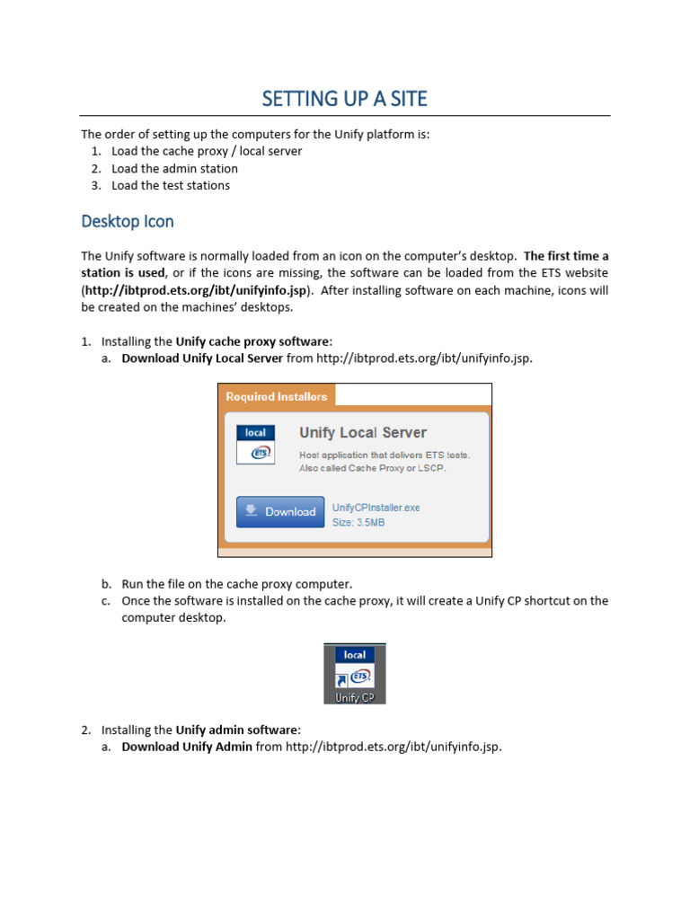 Unify Test Center Setup Guide | PDF | Proxy Server | Icon (Computing)