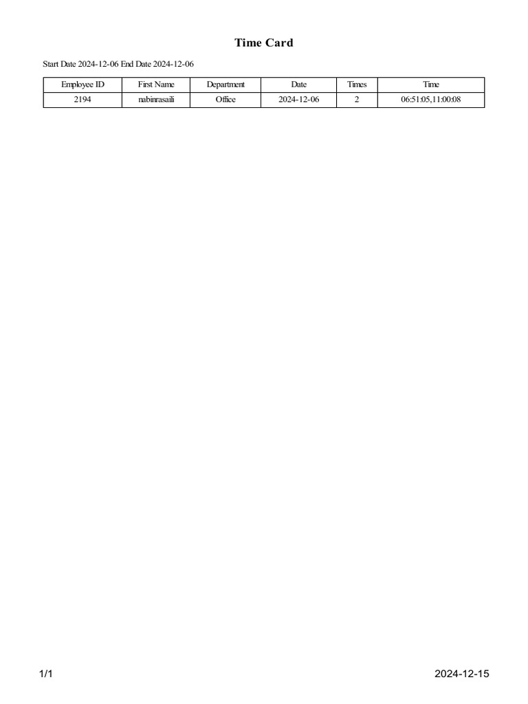 Time Card - 20241215150706 - Export | PDF