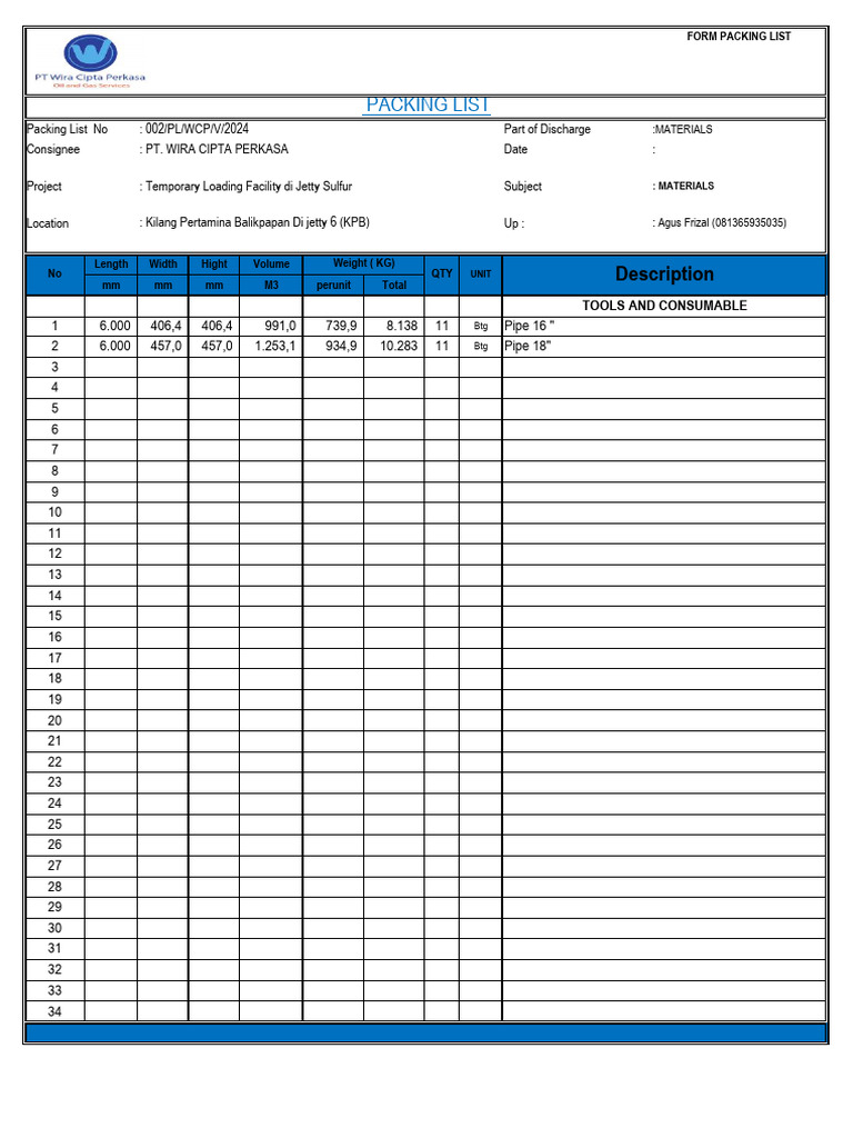Packing List 24 Mei | PDF