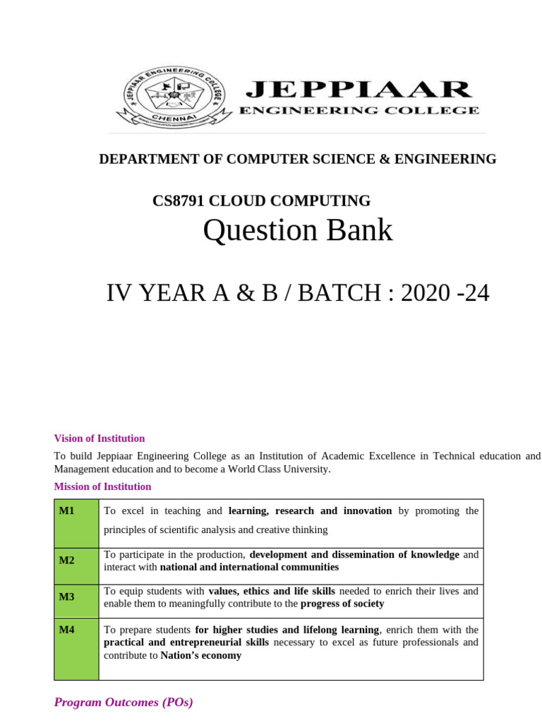 Cloud Computing Question Bank 2020-24 | PDF | Cloud Computing | Virtual ...