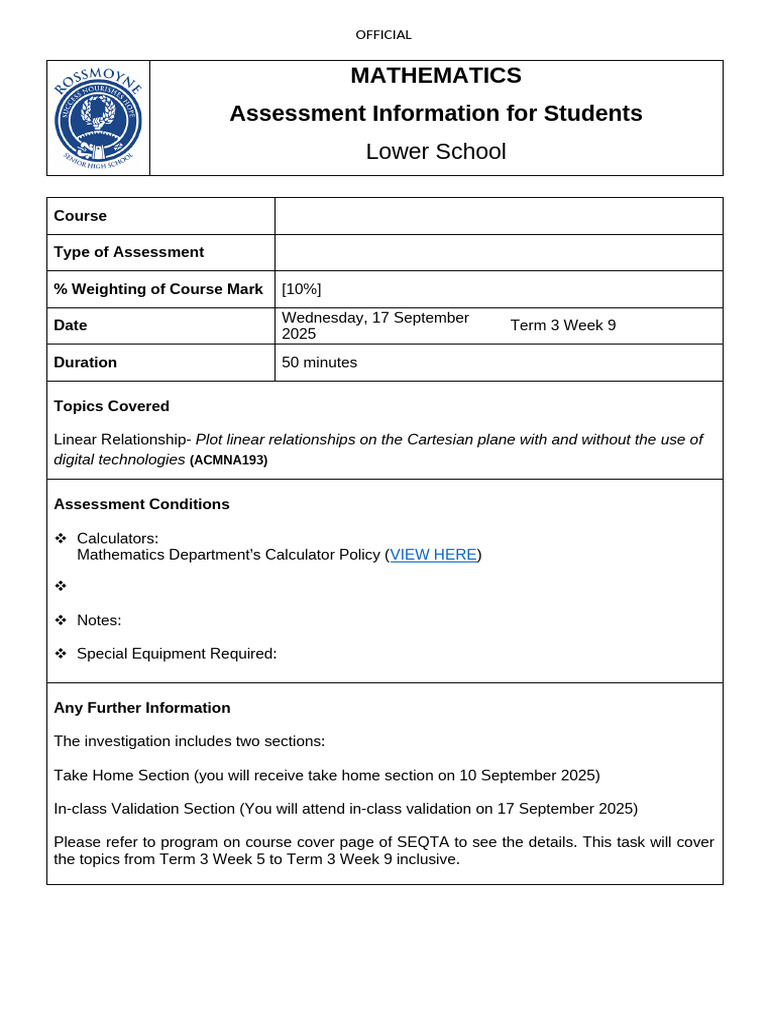 Lower School Math Assessment Details | PDF