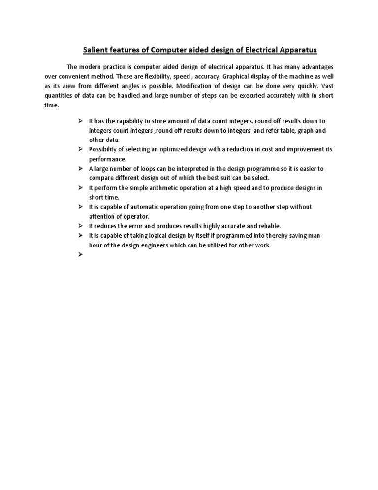 Salient Features of Computer Aided Design of Electrical Apparatus | PDF