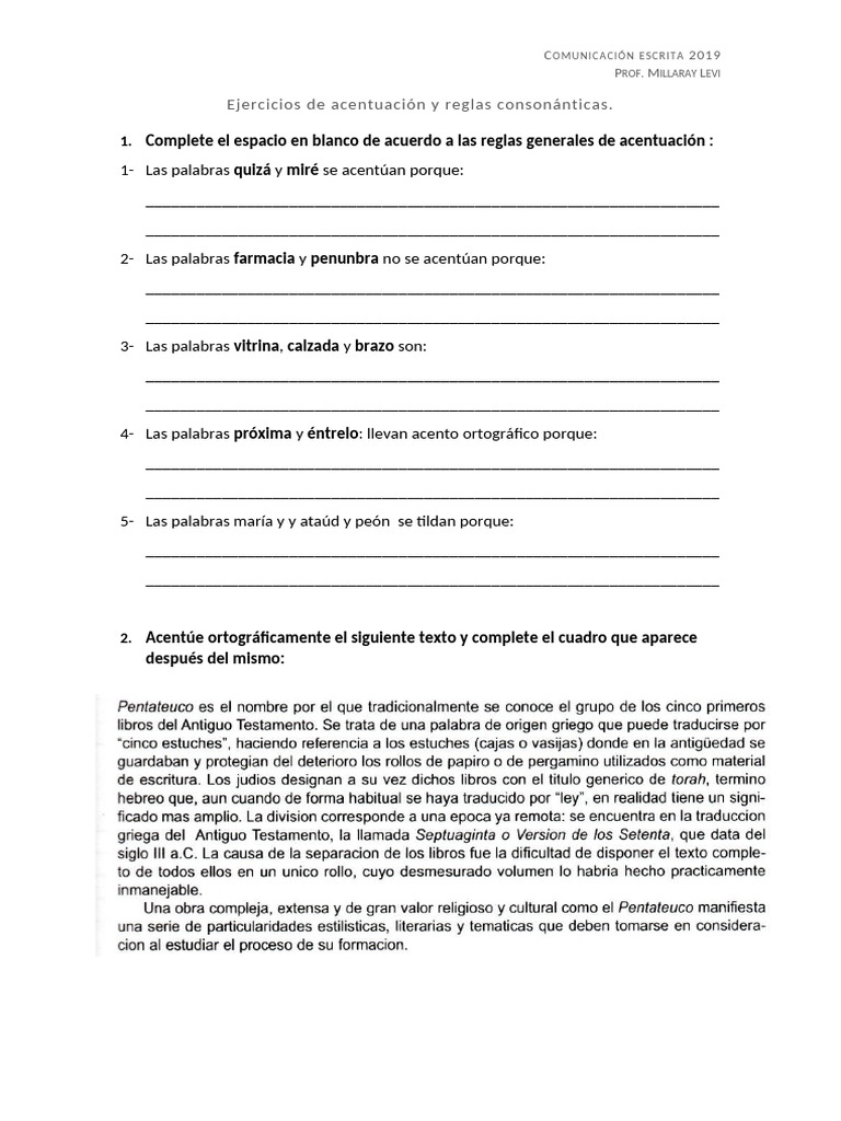 Ejercicios de Acentuación y Reglas | PDF