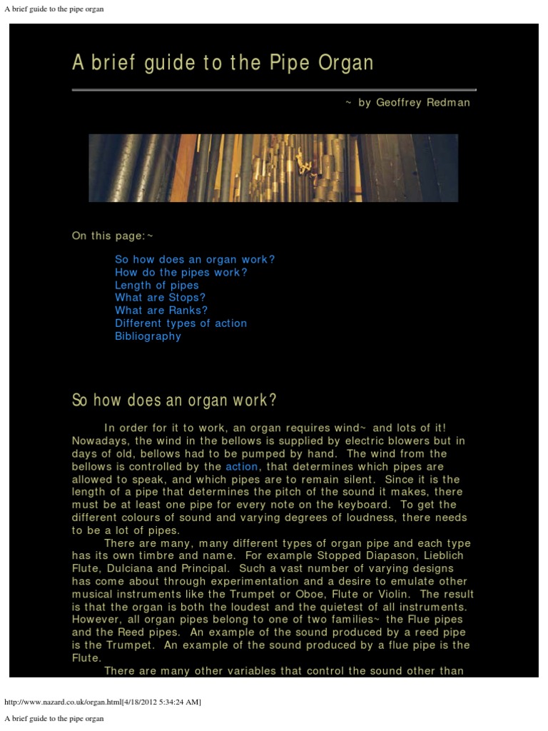 A Brief Guide To The Pipe Organ Pdf String Instruments Pitch Music
