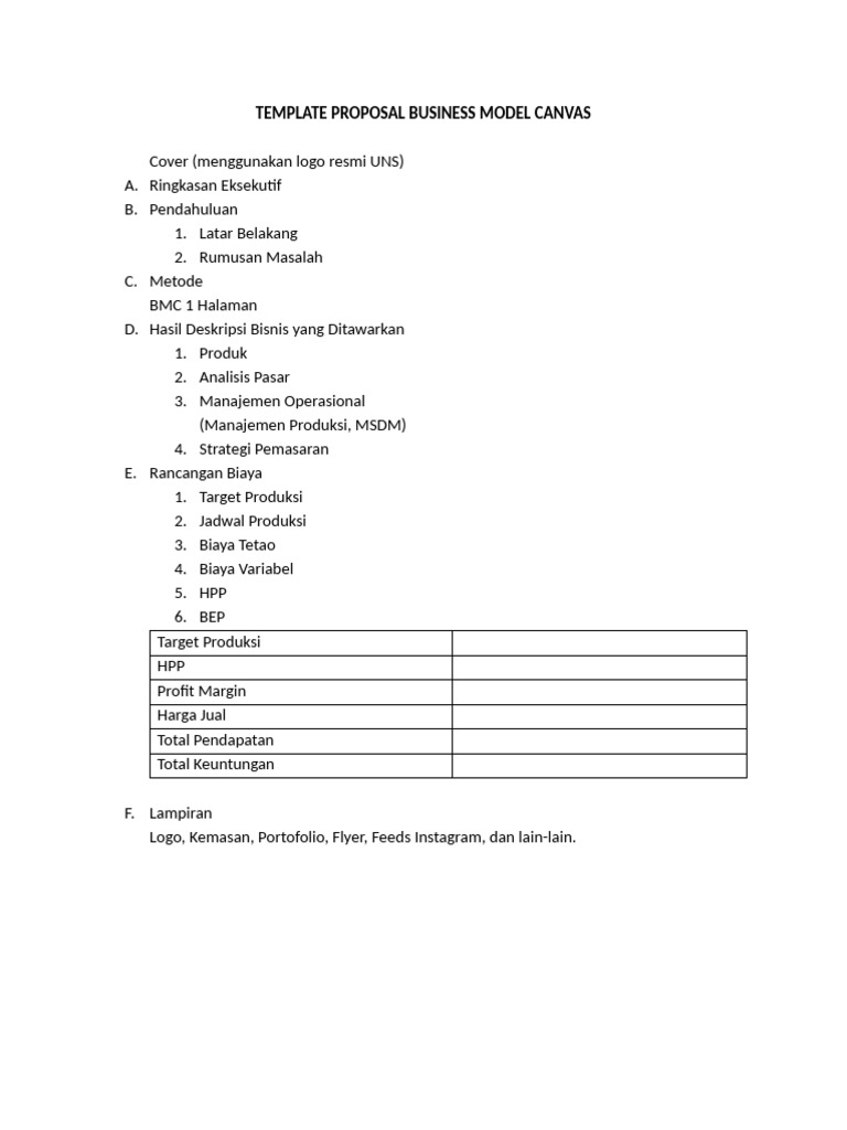 Proposal Model Bisnis Canvas UNS | PDF