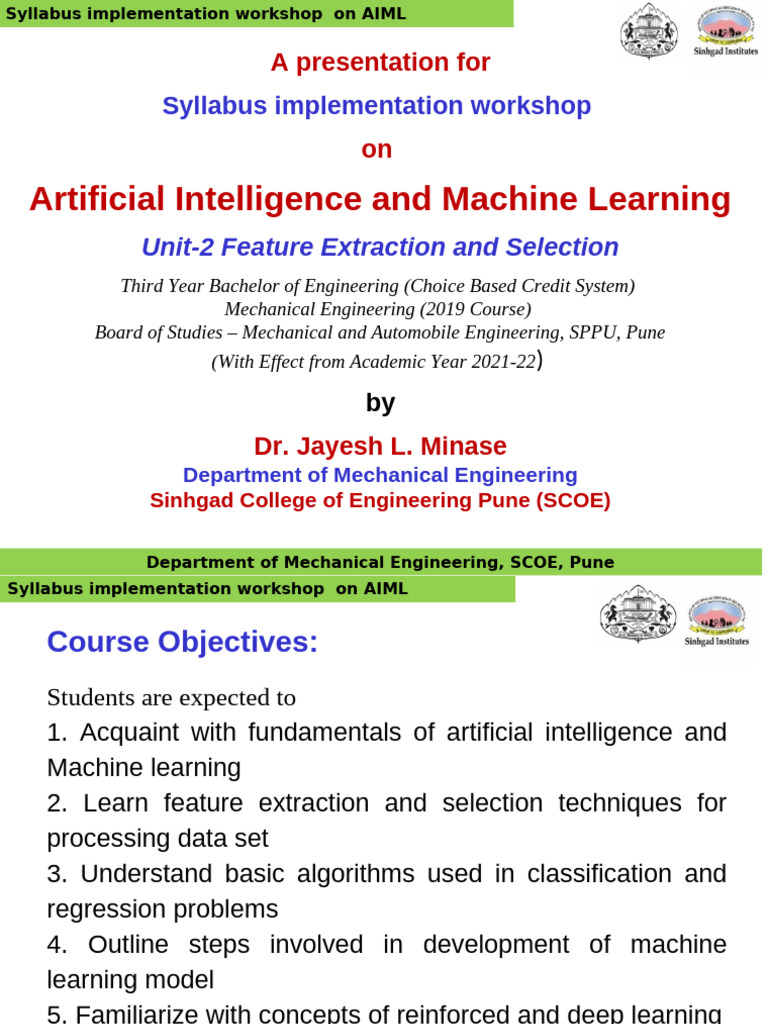 AIML Syllabus Workshop for Mechanical Engineering | PDF | Principal ...