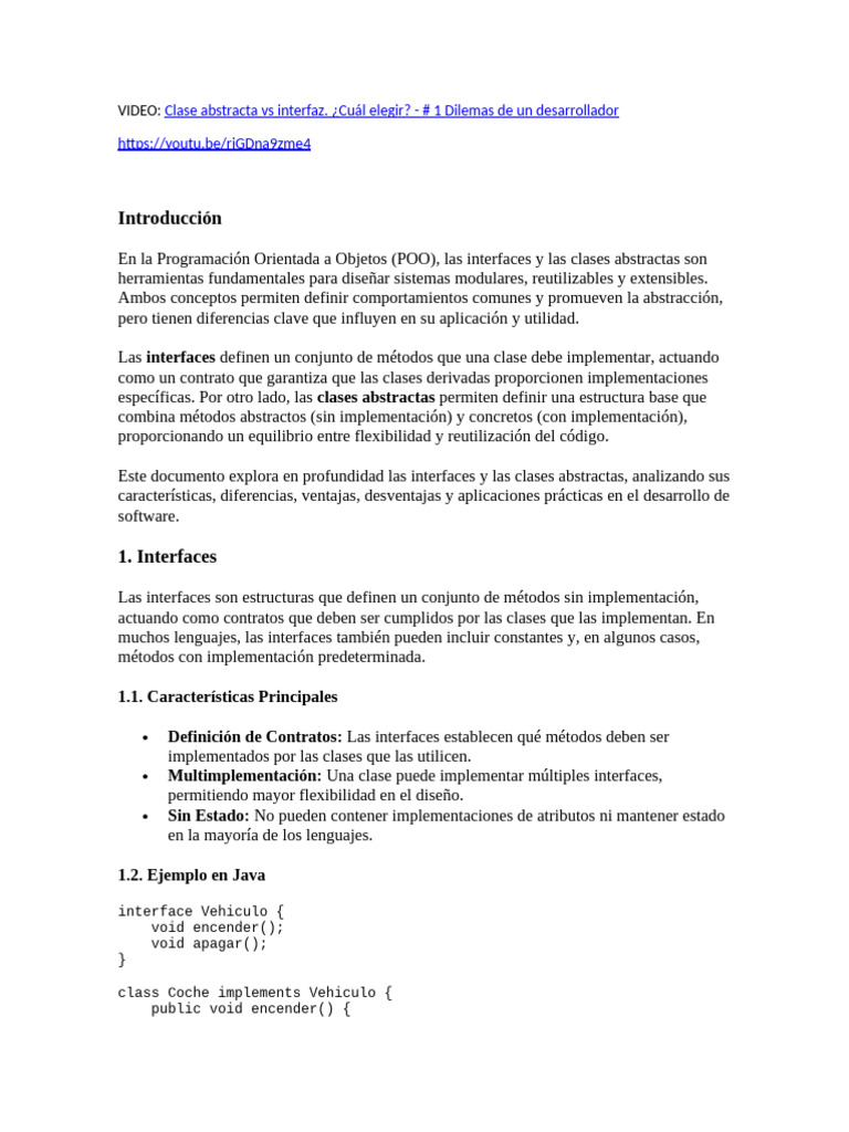 Clases Abstractas vs Interfaces en POO | PDF | Herencia (Programación ...