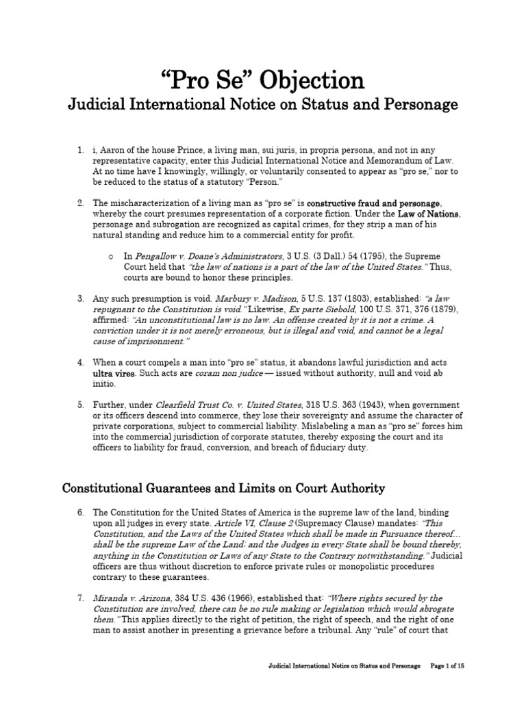 Judicial Notice on Pro Se Status Rights | PDF | Chevron U.S.A ...