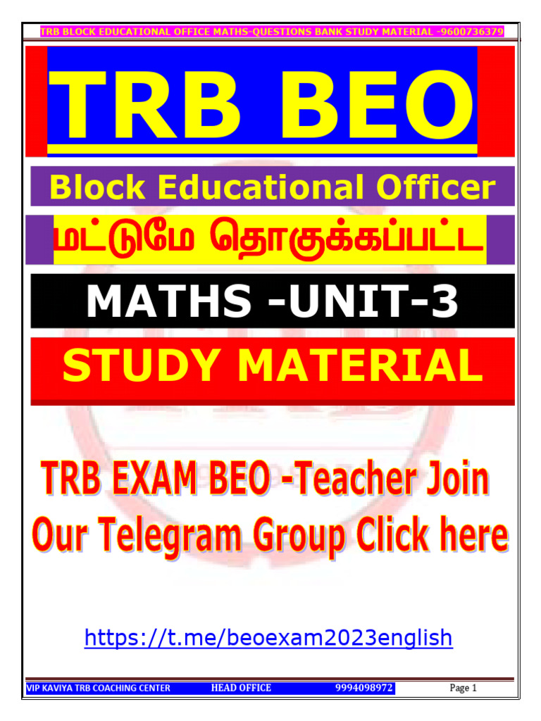 TRB BEO Maths Unit 3 Study Material | PDF | Income Statement