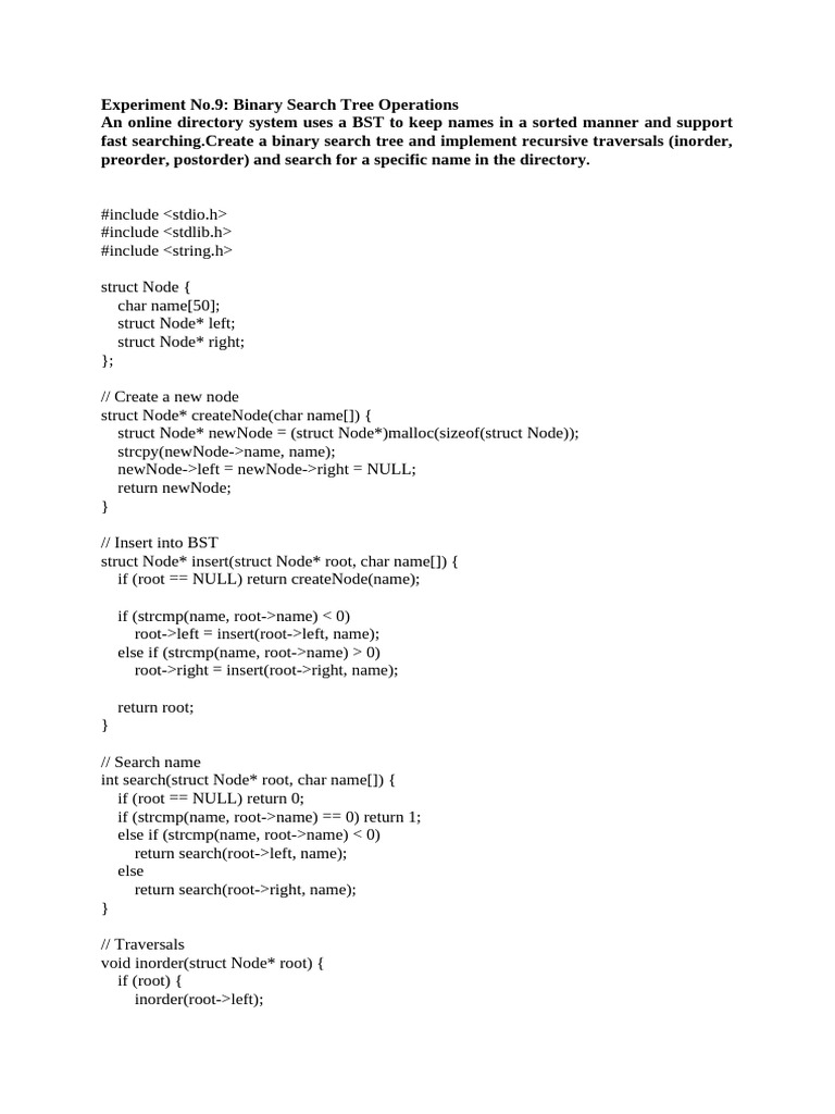BST Operations: Insert, Search, Traverse | PDF