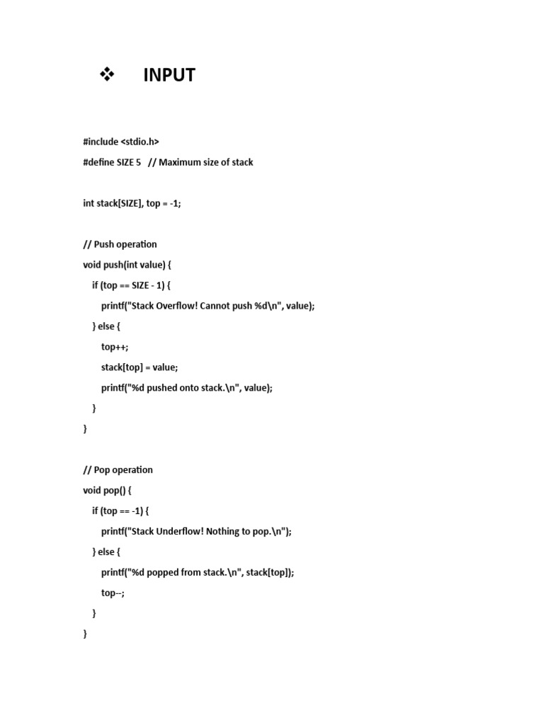 C Stack Implementation in C | PDF