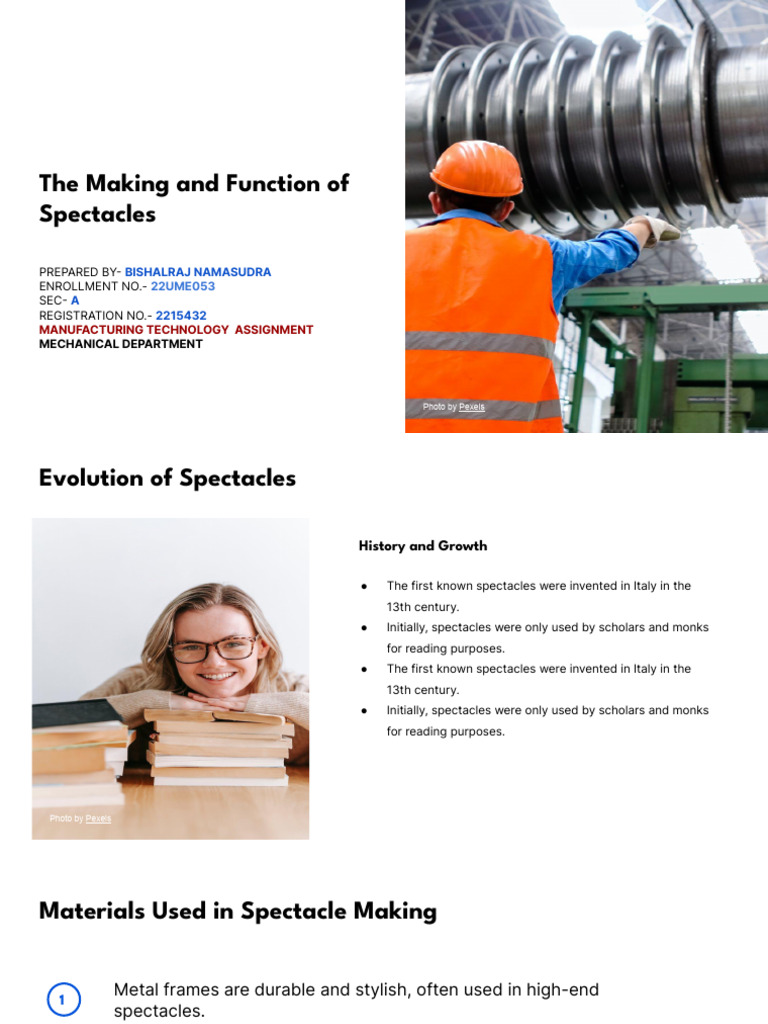 Spectacles: Manufacturing and Function | PDF | Glasses | Eye