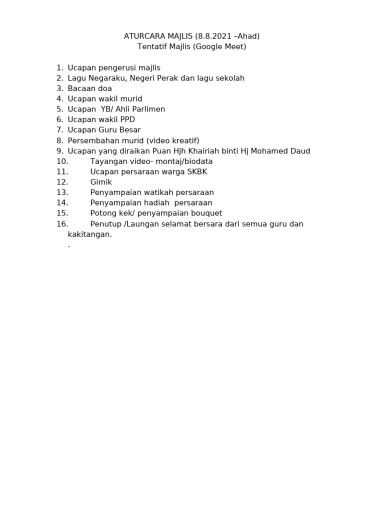 Majlis Persaraan SKBK 2021 | PDF