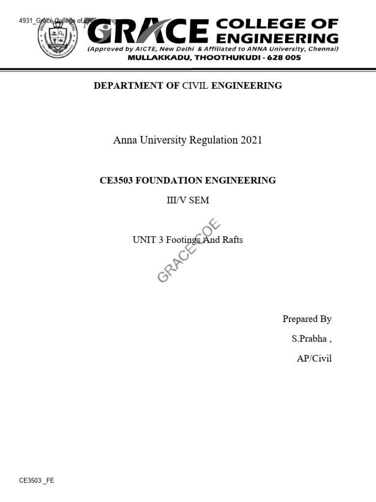 CE3503 Foundation Engineering Notes | PDF