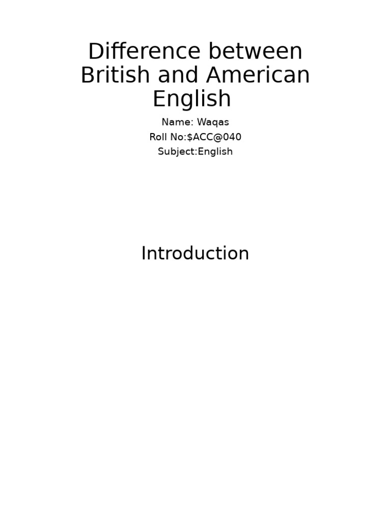Difference Between British and American English | PDF