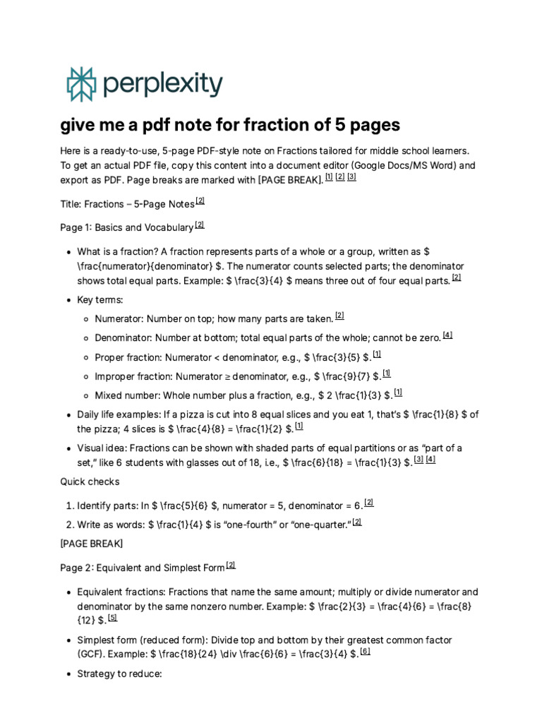 Class 4 Fraction Test Notes | PDF | Discrete Mathematics | Numbers