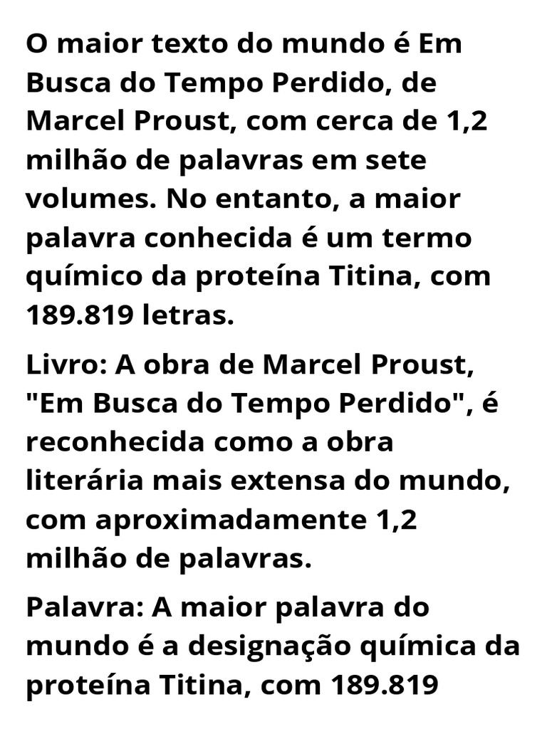 O Maior Texto do Mundo: Proust | PDF