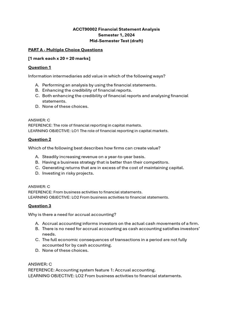 Acct90002 2024 Sm1 MST Solution | PDF | Revenue | Return On Equity