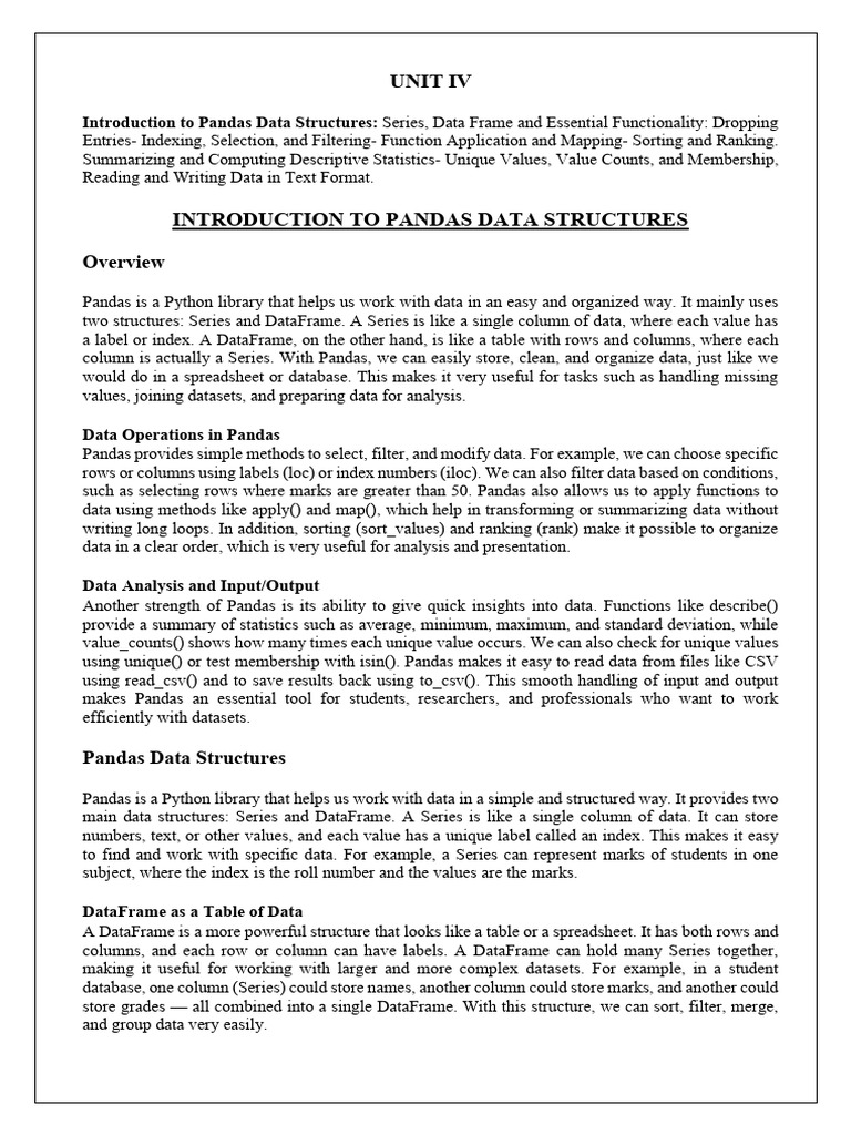 Introduction to Pandas Data Structures | PDF | Database Index | Data