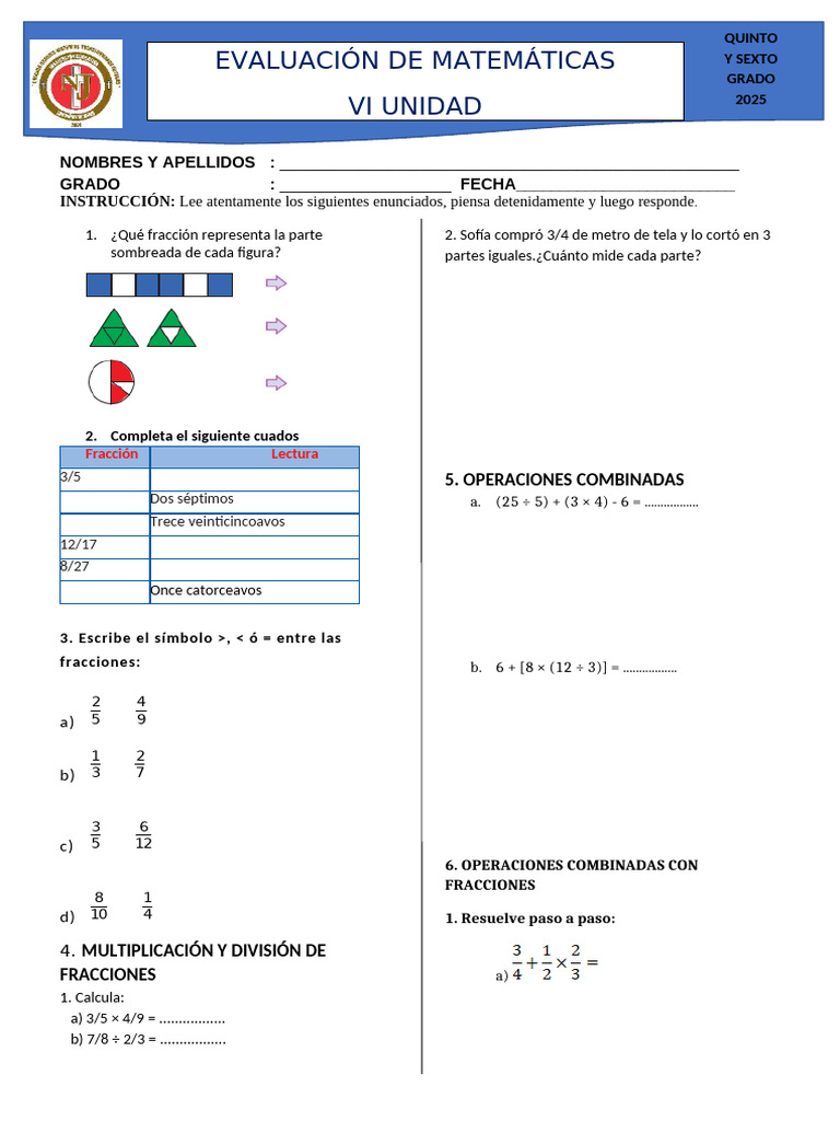 6 Unidad Matematica Niños de Jesus 25 | PDF